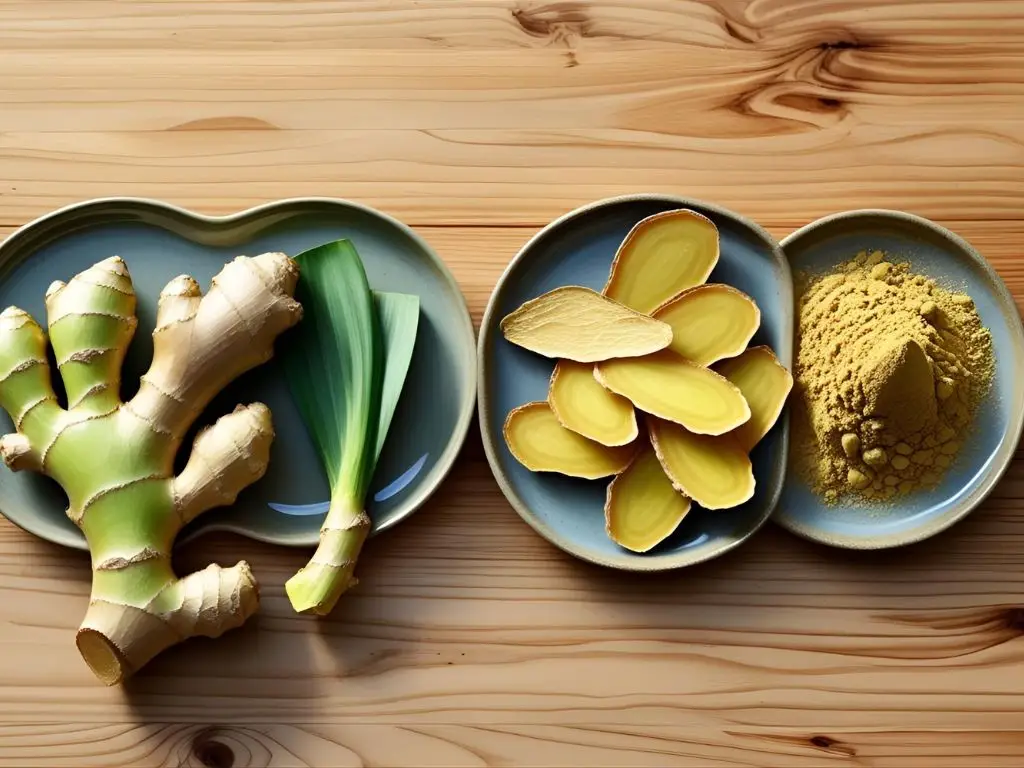 صور توضح الفرق بين الزنجبيل الأخضر، والمجفف، والمطحون